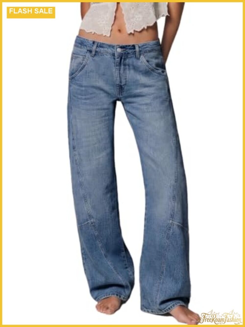 Low Rise Baggy Barrel Jeans Women Wide Leg Denim